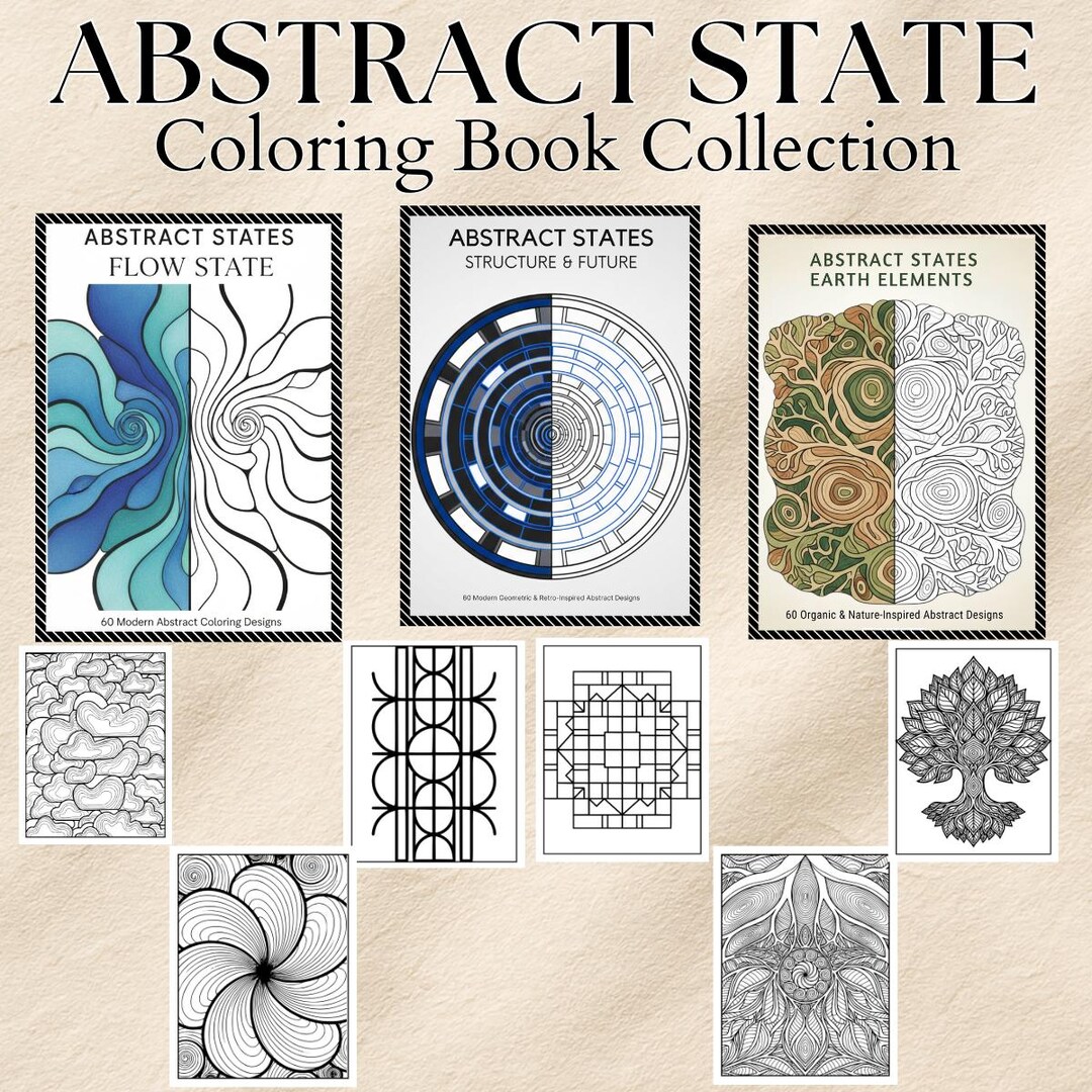 Abstract States Coloring Book Bundle • Flow State, Earth Elements ...