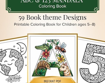 59 ABC- en 123 Mandala-kleurplaten voor kinderen, printbare activiteiten met alfabet en cijfers (PDF)