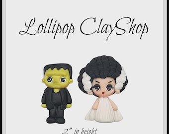 Frankenstein Clay doll Clays for bows-Polymer Clay Bow Center clay doll, clay dolls, bow centerpieces, clay center for bows,  Halloween doll