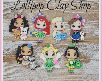 Princess Clays for bows- Clay Bow Center clay doll, clay dolls, bow centerpieces, clay center for bows, bow center-Cutie Style