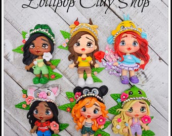 Princess inspired clay dolls - Clays for bows- Clay Bow Center clay doll, clay dolls, bow centerpieces, clay center for bows