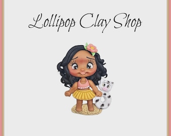 Island Princess Clay Doll- Clays for bows- Clay Bow Center clay doll, clay dolls, bow centerpieces, clay center for bows, bow center