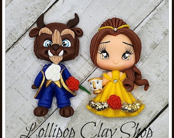 Beauty and the Beast inspired clay - Clays for bows- Clay Bow Center clay doll, clay dolls, bow centerpieces, clay center for bows