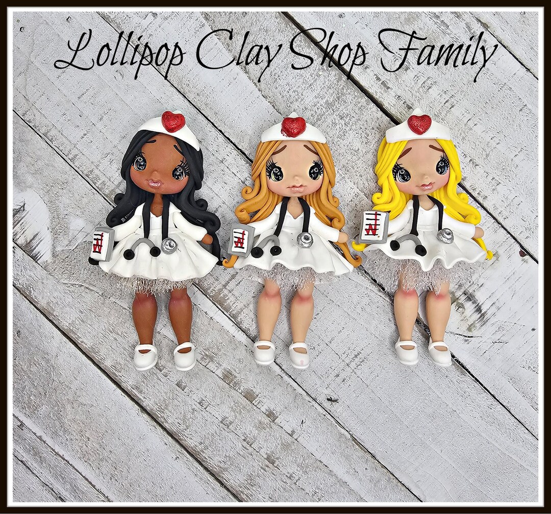 Nurse Clays, Doctor Clay Dolls for Bows-polymer Clay Bow Center Clay ...
