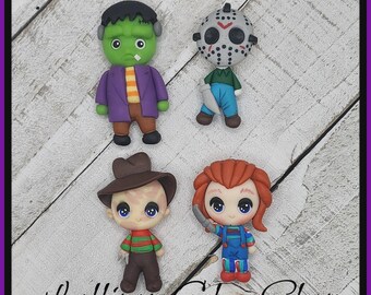 Halloween Monster Clay doll Clays for bows-Polymer Clay Bow Center clay doll, clay dolls, bow centerpieces, clay center for bows,