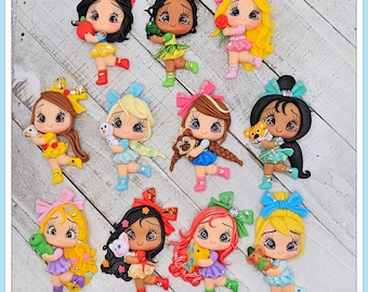 Princess inspired clay dolls - Clays for bows- Clay Bow Center clay doll, clay dolls, bow centerpieces, clay center for bows, bow center