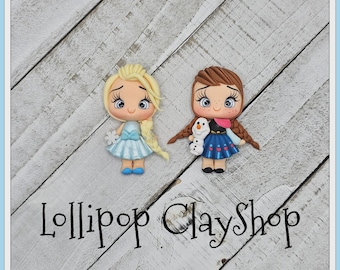 Winter Princesses inspired clay - Clays for bows- Clay Bow Center clay doll, clay dolls, bow centerpieces, clay center for bows, bow center