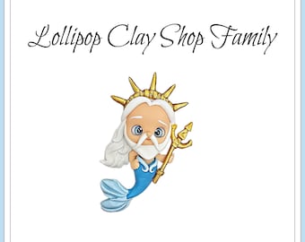 Mermaid King Clays for bows - Clay Bow Center clay doll, clay dolls, bow centerpieces, clay center for bows, bow center, resin for bows