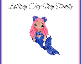 Princess Mermaid and Seahorse - Clays for bows- Clay Bow Center clay doll, clay dolls, bow centerpieces, clay center for bows, Ariel