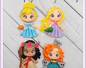 Princess inspired clay dolls - Clays for bows- Clay Bow Center clay doll, clay dolls, bow centerpieces, clay center for bows, bow center