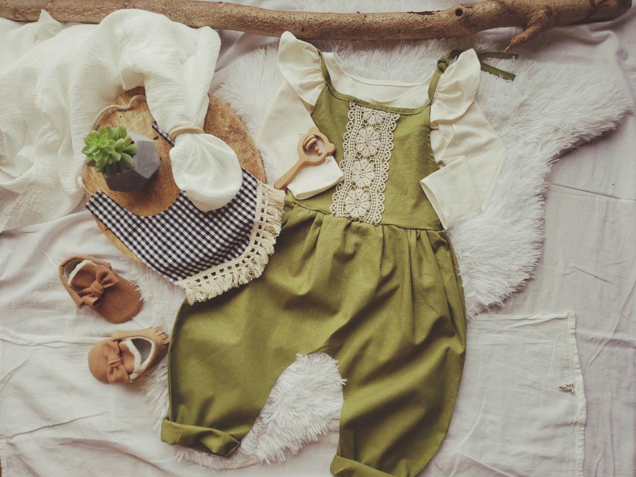 olive green baby girl dress