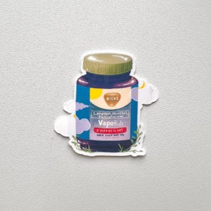 Wick VapoRub Aufkleber, Retro Medizin Marke Parodie wasserdichter Aufkleber für Laptop & Wasserflasche