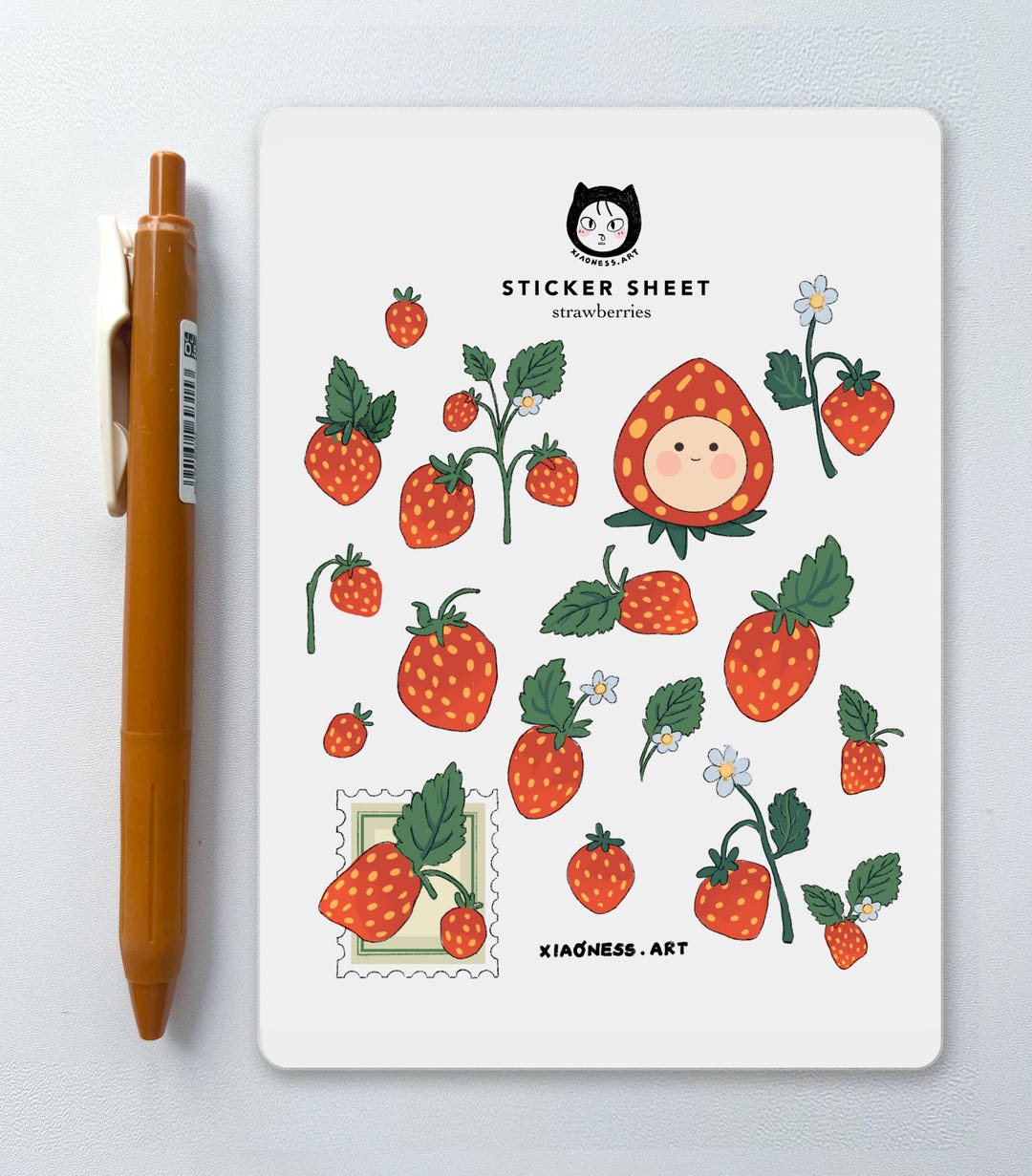 Strawberry Sticker Sheet | Fruit Matte Planner and Journal Stickers - Etsy