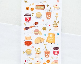 Coffee Shop Sticker Sheet for Journaling, Scrapbooking, Bujo