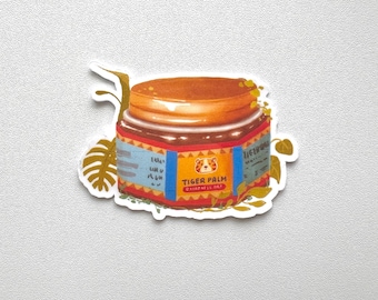 Adesivo de vinil Tiger Balm para laptop e garrafa de água, à prova d'água.