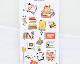 Book Lover Sticker Sheet, Reading Journal Stickers