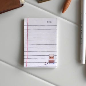 Mini-gelijnd notitieblok | Memoblok van gerecycled papier met koffiethema