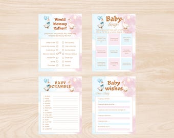Goose Gender Reveal Games: Set of 8, Editable Template