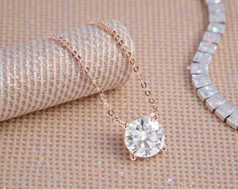 Moissanite Anhänger, Zierliche Diamant Anhänger, Moissanite Halskette für Frauen, Gold Solitaire Charm, Minimalistisches Geschenk für sie