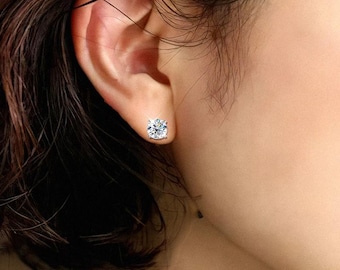 Moissanite Earrings, Stud Earrings 925 Sterling Silver, Earrings For Women & Men, Dainty Diamond Studs, Gift For Her, Anniversary Gift.