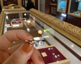 Pendientes Moissanita, Pendiente de Aro, Pendientes Huggie, Plata de Ley 925, Regalo Delicado Para Mujer, Regalo de Aniversario, Día de la Madre.