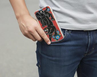 Traditional Panther Tattoo Phone Case Vintage Flash Art Style