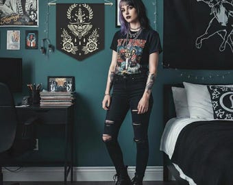 Traditional Tattoo Style Death Moth Pennant Wall Banner SOTL