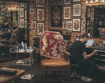 Serpent Tattoo Flash Design Throw