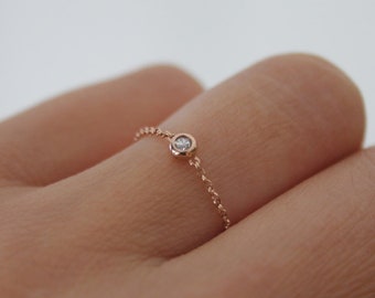 DAISY Rose Gold North Star Diamond Chain Ring