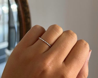 LILA Silver Textured Slender Stacking Ring