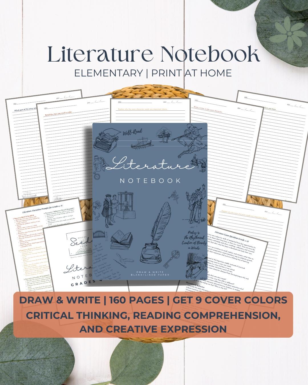 Literature Elementary Writing Journal Prompt Creative Student Notebook ...