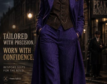 Women’s Purple Tweed 1920s Peaky Blinders Suit | Halloween Suits | Herringbone Tweed Suit | Queen of Halloween | Vintage Gangster Outfit