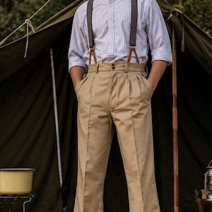high waisted dress pants with suspenders High Waisted Trousers With Suspenders Corduroy Classic High-waisted Trousers