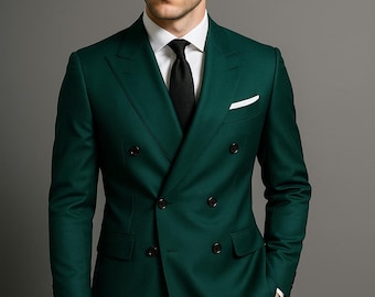 メンズ エメラルドグリーン ダブルブレストスーツ – テーラードモダン