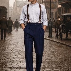 high waisted dress pants with suspenders High Waisted Trousers With Suspenders Corduroy Classic High-waisted Trousers