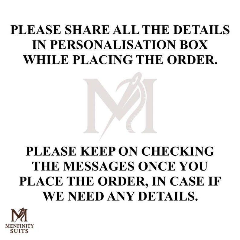 May include: White background with black text. The text reads: "PLEASE SHARE ALL THE DETAILS IN PERSONALISATION BOX WHILE PLACING THE ORDER." and "PLEASE KEEP ON CHECKING THE MESSAGES ONCE YOU PLACE THE ORDER, IN CASE IF WE NEED ANY DETAILS."
