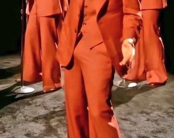 Burnt Orange Flared Suit | Vintage 70s Retro Anzug | Wide Lapel Costume Homme | Disco Party Wedding Prom Outfit |  Made to Order