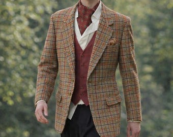 Men’s 1920s Vintage Tweed Houndstooth Wool Blazer: Custom Fit Winters Coat For Men, Formal & Casual Warm Stylish Blazer