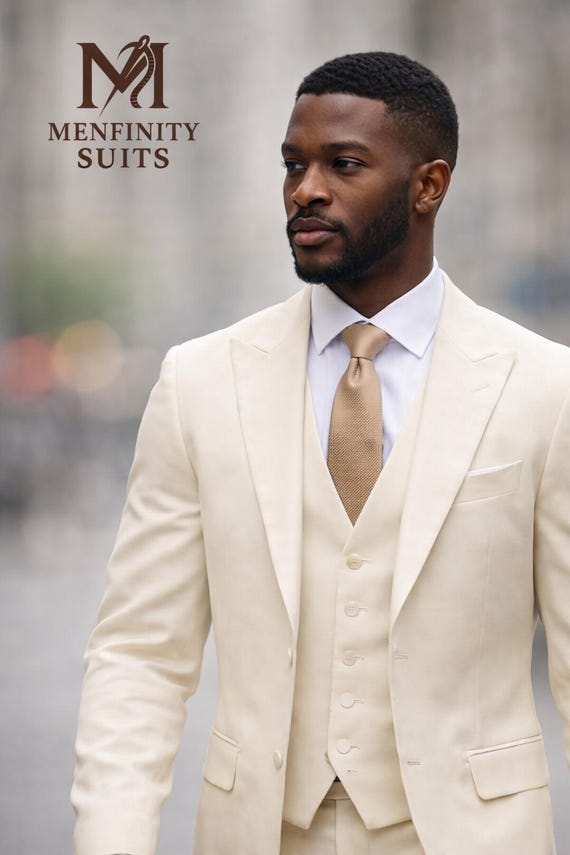 men's formal dress suit Elegant Ivory 3 Piece – Slim Fit Wedding Wear best formal dress combination for male