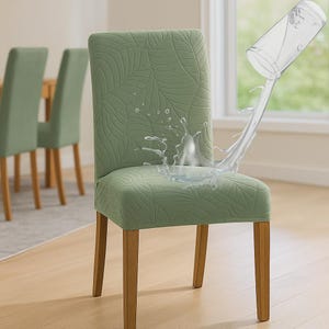 Waterproof Dining Chair Covers Set of 4 | Super Fit Stretch Jacquard Parson Chair Slipcovers | Washable Removable Seat Protectors  Green