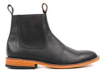 Bottines chelsea en cuir noires pour femme Bottines faites main à enfiler bottines minimalistes classiques