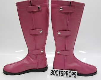 Handgefertigte Rosa Leder Knie Hohe Reitstiefel, Sondergröße