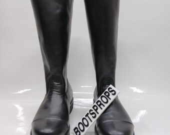 Handgefertigte Schwarze Leder Kniehohe Reitstiefel, Seitlicher Reißverschluss