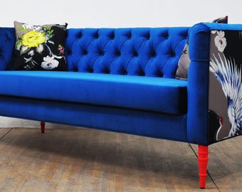 Loveseat - Sofá de 3 plazas azul petróleo