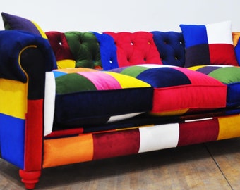Sofá Chesterfield de patchwork - arcoíris