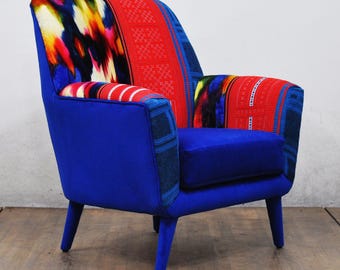 Sillón Bay - Hmong y seda azul marino - I