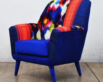 Sillón Bay - Hmong y seda azul marino - II