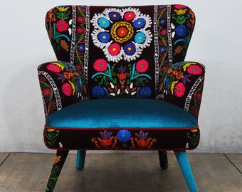 Sillón Suzani - cielo burdeos I