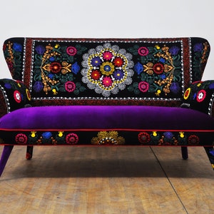 Suzani 2-seater sofa purple sky image 1