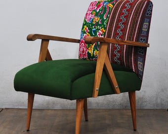 Sillón de madera - flores de primavera II